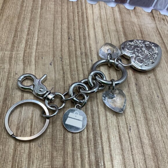 Kathy Van Zeeland Silver Tone Heart Key Chain Purse Charms - Picture 3 of 5